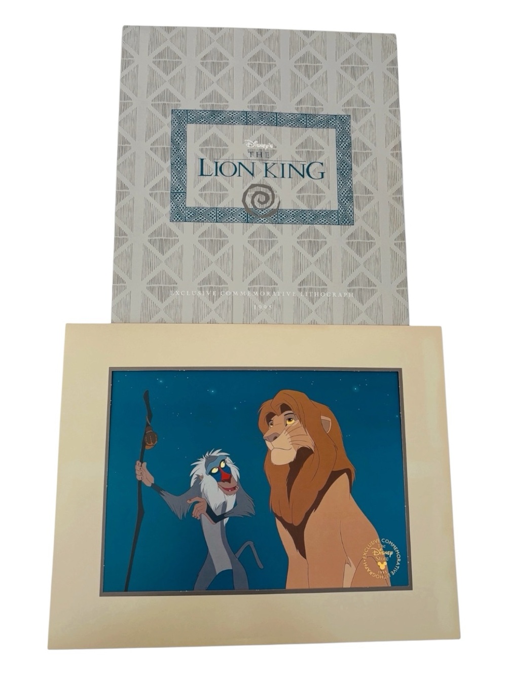The Lion King Disney Store 1995 Exclusive Commemorative Lithograph Simba Rafiki